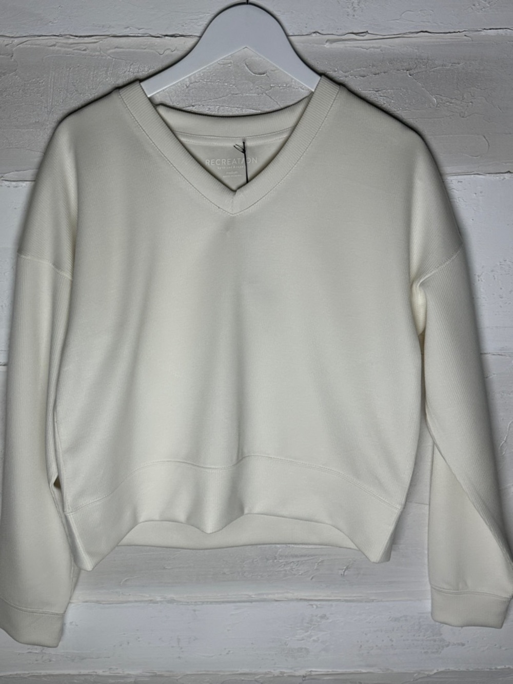 New with tags. Thread and Supply Recreation long sleeve ribbed modal top ivory